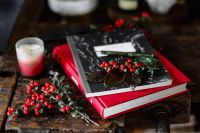 Kaboompics - Books and Fresh Holly