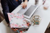 Kaboompics - Happy casual beautiful woman working on a laptop