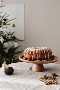 Kaboompics - Bundt Cake and Christmas Ornaments on Festive Table