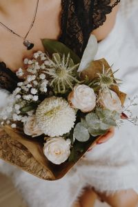Kaboompics - Pastel Flowers, Heart Necklace and Black Lace Lingerie
