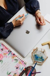 Kaboompics - Happy casual beautiful woman working on a laptop