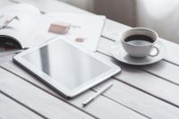 Kaboompics - Coffee on table with a tablet