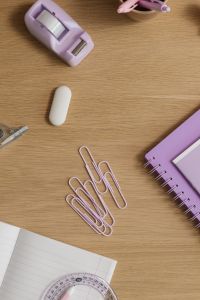 Kaboompics - Paper Clips Beside Pastel Notebook