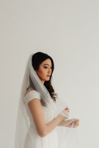 Kaboompics - Bridal Side Portrait With a White Veil and Copy Space