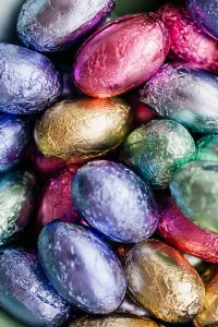 Kaboompics - Colorful Foil-Wrapped Easter Eggs, Close-Up