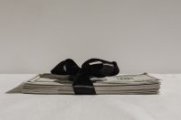 Kaboompics - Luxury Cash Bundle with Black Ribbon