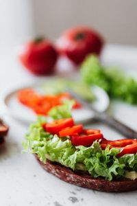 Kaboompics - Vegetable Sandwich with Lettuce and Sliced Red Pepper
