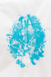 Kaboompics - Distressed Turquoise Paint Swatch on White Canvas