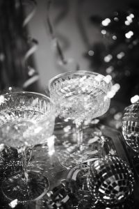 Kaboompics - Black and White Champagne Glasses and Disco Ball