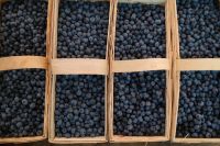 Kaboompics - Blueberries in Wooden Baskets at a Farmers Market