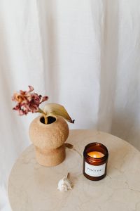 Kaboompics - Minimal Still Life with Dried Smoke Bush Vase and Amber Candle