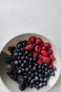 Kaboompics - Overhead Berry Bowl with White Copy Space