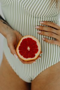 Kaboompics - Top-Down Summer Swimwear Detail with Grapefruit at the Waist