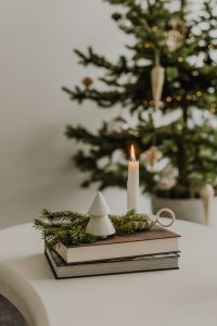 Kaboompics - Christmas Table Decor with Candles and Evergreen Branches