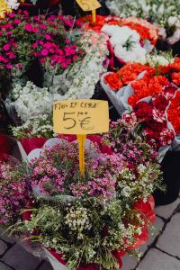 Kaboompics - Pink and White Flower Bouquets with a Handwritten Market Price Sign