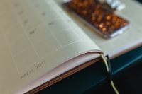 Kaboompics - Home office desk with Macbook, iPhone, calendar, watch & organizer