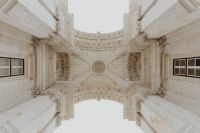 Kaboompics - Looking Up Inside the Rua Augusta Arch in Lisbon, Portugal, Historic Stone Ceiling Detail