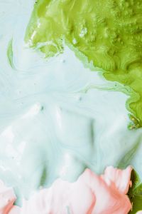 Kaboompics - Pastel Green, Sky Blue and Blush Paint Swirls for Soft Abstract Backgrounds