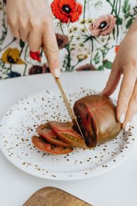 Kaboompics - Overhead Food Preparation on a Speckled Plate