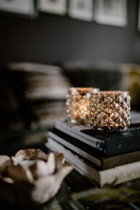Kaboompics - Sparkling Faceted Votive Cups in Warm Interior Light