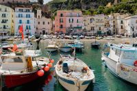 Kaboompics - Marina Grande Harbor With Pink Waterfront Buildings And Fishing Boats