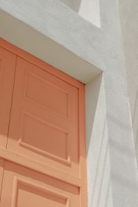 Kaboompics - Peach Fuzz Door in Sunlight