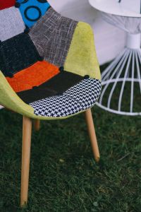 Various seats in a sunny garden