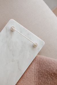 Marble white tray with silver handles