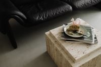 Kaboompics - Birthday Cake on a Travertine Coffee Table with Magazines