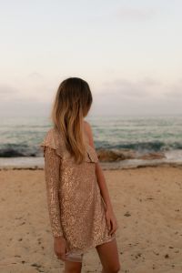 Kaboompics - Woman in Sequin Dress by the Sea
