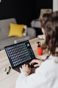 Kaboompics - Overhead View of Woman Using Laptop at Table