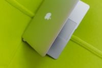 Kaboompics - Angled Laptop on Bright Green Lounge Seating