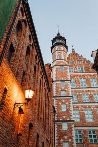 Kaboompics - Gdańsk Old Town Brick Facades and Lantern-Framed Tower View