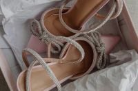 Kaboompics - Embellished Pink Bow Heels in a Shoe Box