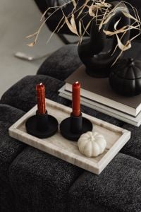 Kaboompics - Black Taper Candles and White Pumpkins on Tray