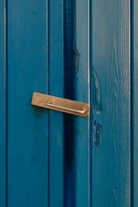 Kaboompics - Blue Wooden Door With Metal Handle