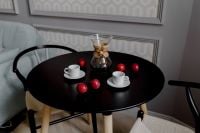 Kaboompics - Breakfast served with coffee and plums