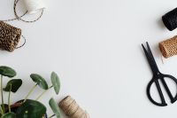 Kaboompics - Minimal Jute Twine Craft Supplies With Scissors And Green Plant