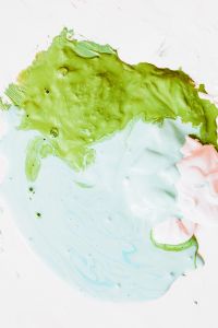 Kaboompics - Pastel Green and Blue Paint Swirl with Blush Accents and Raised Texture for Creative Design