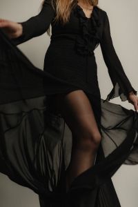 Kaboompics - Woman in Black Dress with Flowing Sheer Skirt