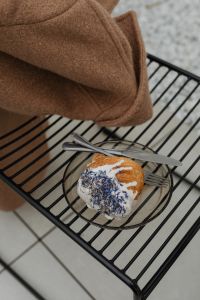 Kaboompics - Blue Sprinkle Croissant on a Wire Chair