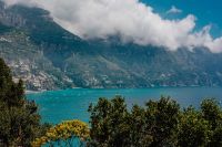 Kaboompics - Amalfi Coast Bay and Hillside Homes Framed by Mediterranean Trees