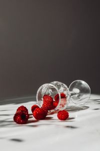Kaboompics - Close Up Raspberries In Crystal Glass