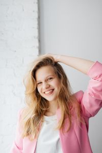 Blonde Woman in a Pink Blazer: Fashion Portraits for Personal Branding