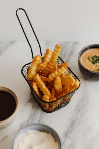 Kaboompics - Crinkle Cut Fries with Dipping Sauce