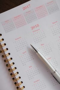Kaboompics - Vertical Pink 2017-2018 Year Calendar Overview with Spiral Binding, Soft Focus