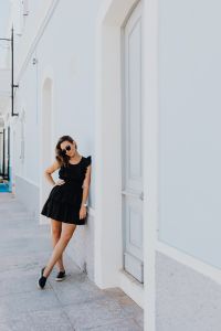 Black Dress Street Style in Calasetta, Sardinia, Italy