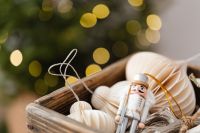 Kaboompics - Neutral Ornament Box with a White Nutcracker
