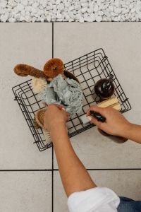 Kaboompics - Top View of Home Care Items in a Wire Basket