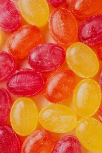 Kaboompics - Red, Orange and Yellow Translucent Jelly Candies, Colorful Macro Texture